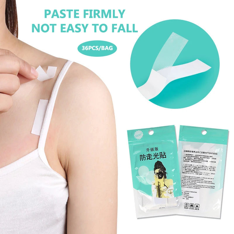 36Pcs Anti-Exposure Adhesive Stickers, Clear Double-Sided Tape for Dress, Body, and Skin