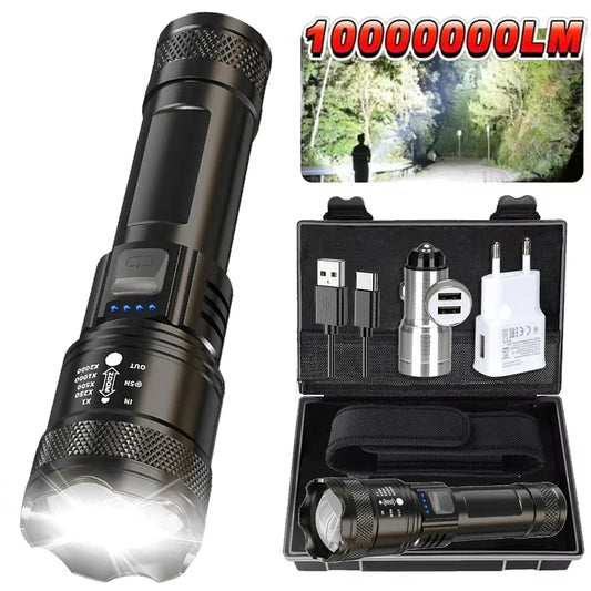 Super-bright LED Flashlight Rechargeable Long Range Tactical Torch for Outdoor Waterproof Emergency for Camping Fishing Lantern