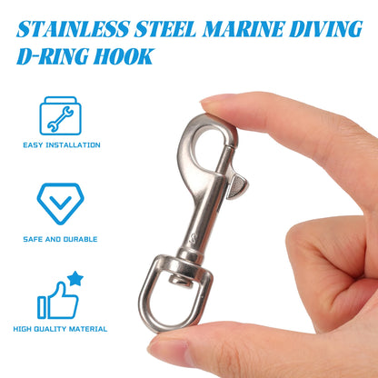 5/1pcs Stainless Steel Swivel Eye Bolt Spring Snap Hook Marine Diving D Ring Snap Hooks with Swivel for Scuba Diving Pet Leash