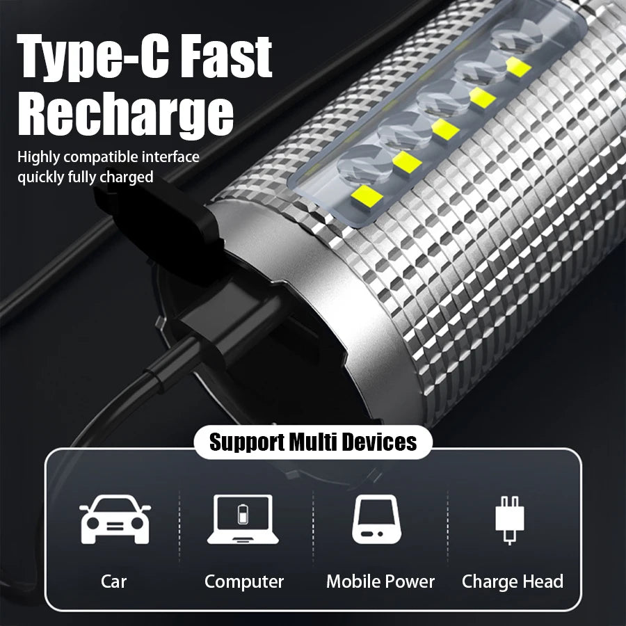 19000000LM Super Powerful Flashlight Rechargeable LED Torch COB Lantern