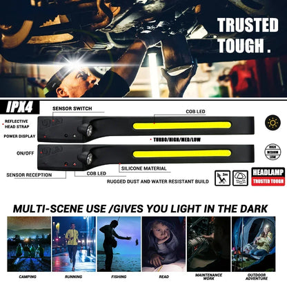Portable LED Sensor Headlamp USB Rechargeable Built-in Battery