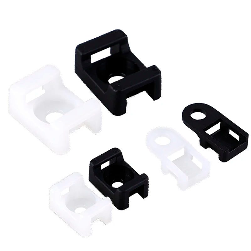 100Pcs/set Plastic Wire Cable Zip Tie Screw Fixing Mount Base Holder