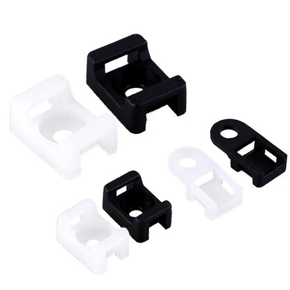 100Pcs/set Plastic Wire Cable Zip Tie Screw Fixing Mount Base Holder