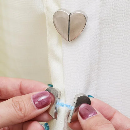 Heart-Shaped Curtain Magnetic Clips — Nail-Free Detachable Window Curtain Magnet Buckle Adjustment Buttons