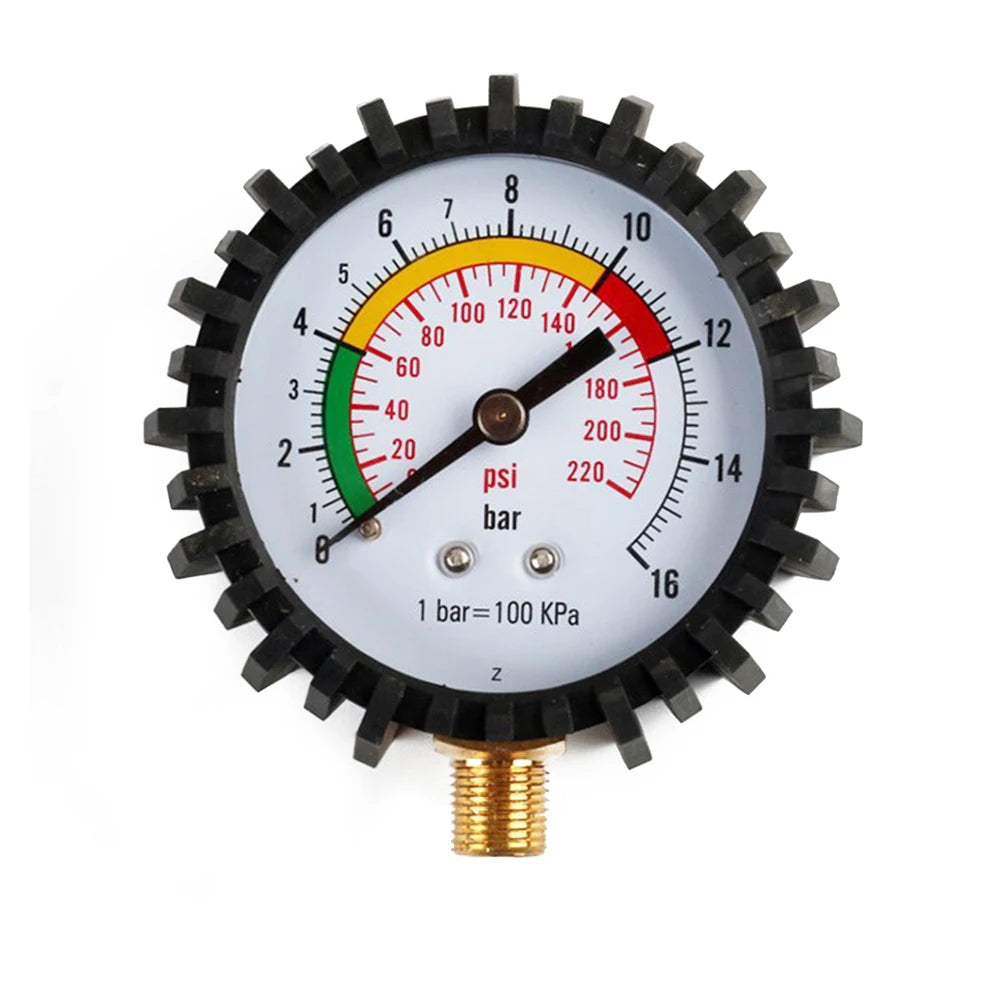 0–220psi Car Tire Air Pressure Gauge for Inflator Pump, Tire Repair Tool with 11mm & 13mm Thread Diameter