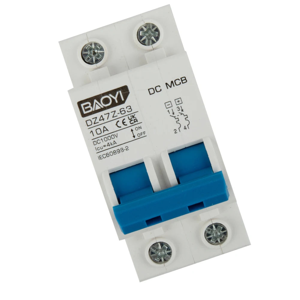 DC Miniature Circuit Breaker 2 Pole 1000V 32 Amp Isolator DC Disconnect Switch Thermomagnetic 10 A-63A 1.42 X 2.95 X 3.15 Inches