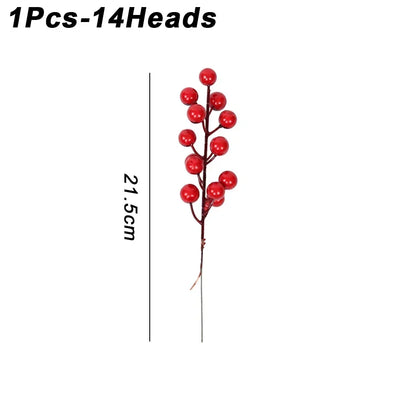 20/1Pcs Christmas Artificial Berries Fake Holly Berry Flower Stamen Bouquet DIY Christma Wreath Xmas New Year Gifts Table Decor