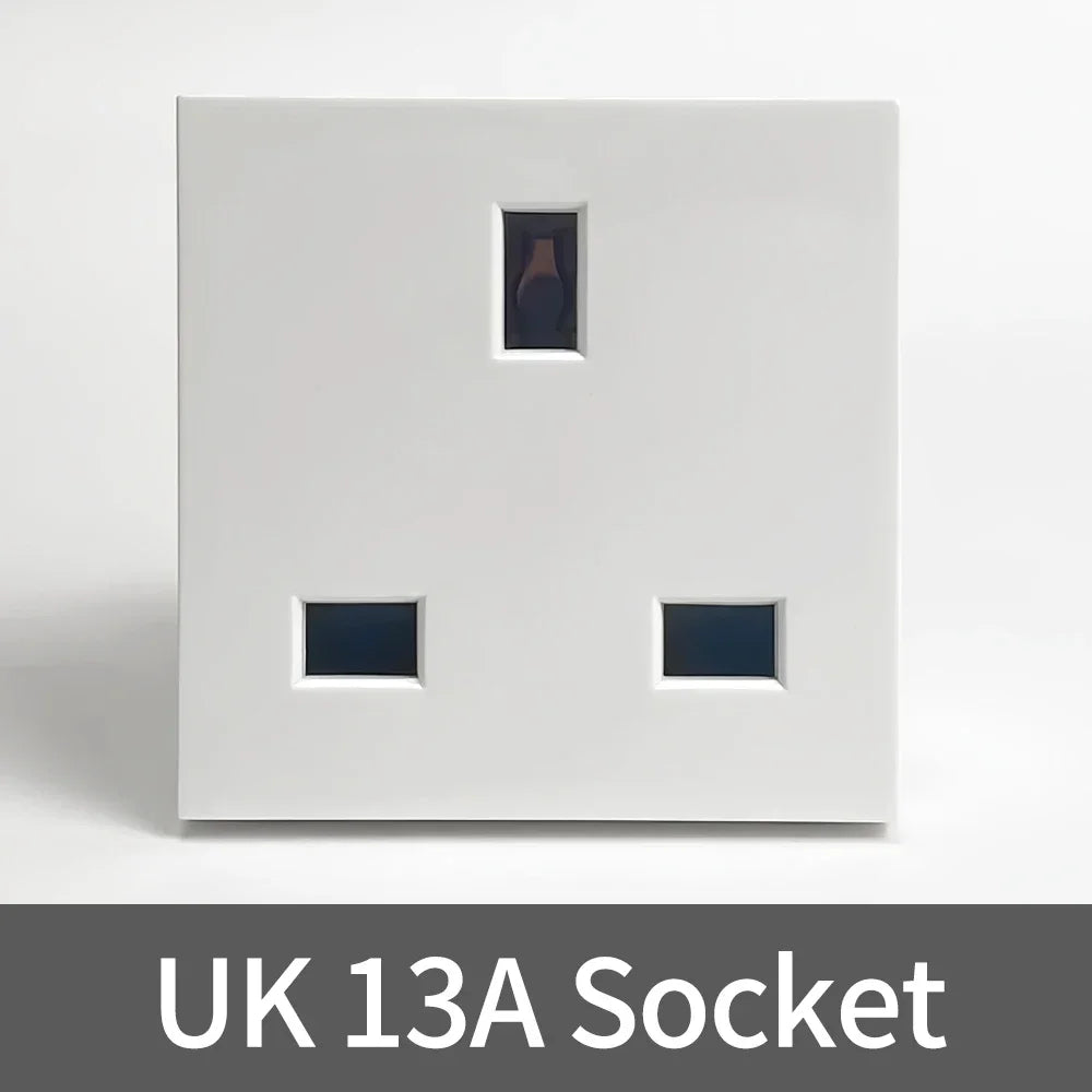 Fireproof 13A Wall Outlet 8mm Stainless Steel UK EU US FR Universal Power Socket Single Double Gang DIY