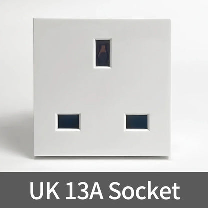 Fireproof 13A Wall Outlet 8mm Stainless Steel UK EU US FR Universal Power Socket Single Double Gang DIY