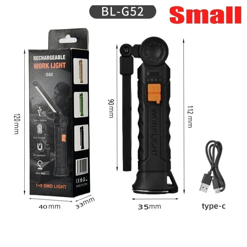 Folding COB XPE LED Work Light Rechargeable Magnetic Flashlight