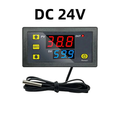 Digital LED Temperature Controller W3230 High-Precision Thermostat with Probe for Heating and Cooling, DC 12V¨C24V AC 110¨C220V