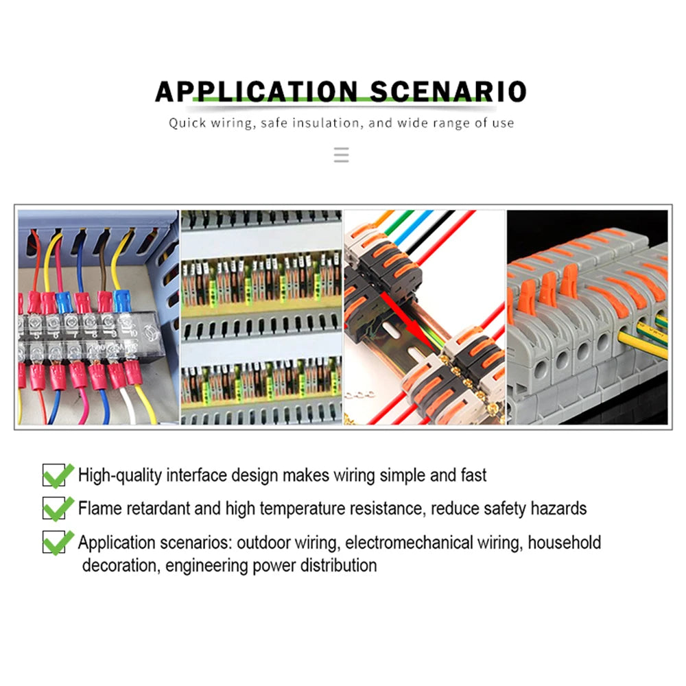 Din Rail 211 Wire Connector Quick Splice Universal Terminal Block with Conductive Strip and Number Marker