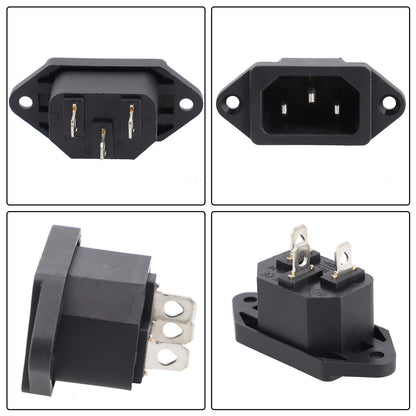 Power Connector 3 Pin Charging Socket AC-04 Built-in Male Female Rated 250V 10A for Battery and Electrical Use