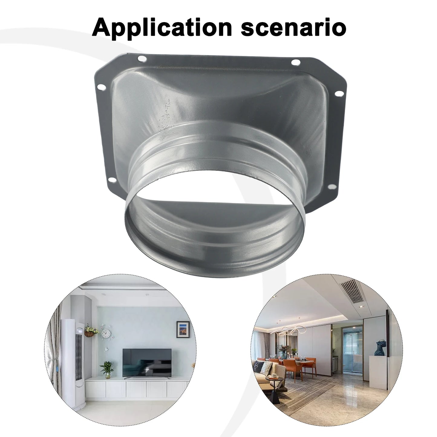 For Kitchen Hood Ventilator Pipe Connecting Vent Flange Exhaust Duct 4-10inch Electrostatic Spray Metal Silver-gray
