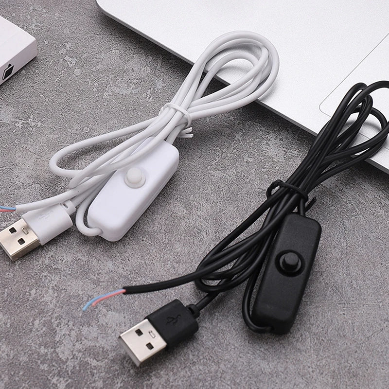 1M/1.5M USB Male To 2 Core Connection Cable 5V Switch Power Supply Wire 501 Button ON OFF 2A For LED Strip Lamp Bulb Light