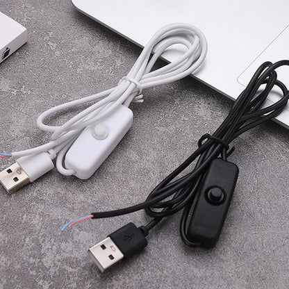 1M/1.5M USB Male To 2 Core Connection Cable 5V Switch Power Supply Wire 501 Button ON OFF 2A For LED Strip Lamp Bulb Light