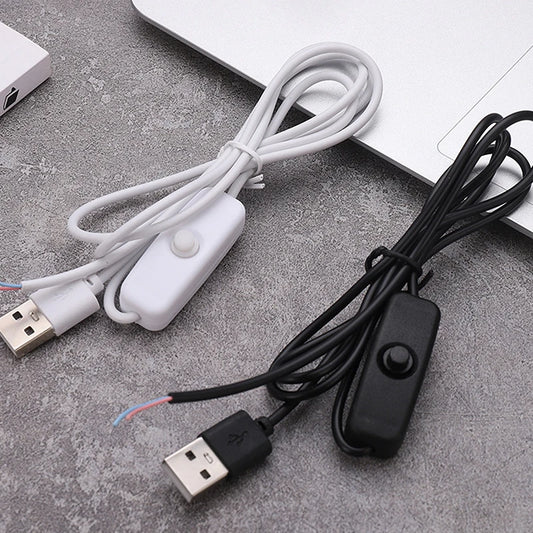 1M/1.5M USB Male To 2 Core Connection Cable 5V Switch Power Supply Wire 501 Button ON OFF 2A For LED Strip Lamp Bulb Light