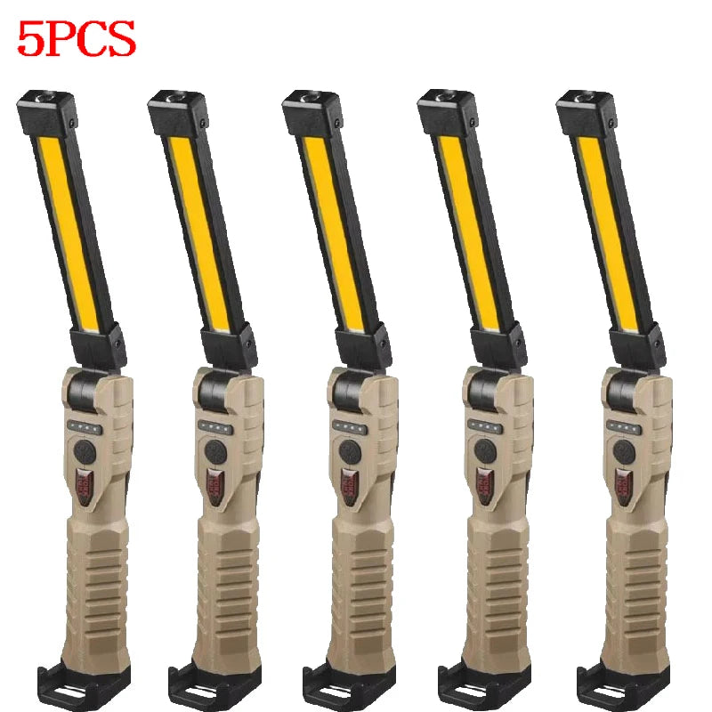 Powerful Fold Flashlight Type-c Rechargeable Lantern Built-in Battery Magnetic LED Work Lights for Camping Garage Emergency Lamp