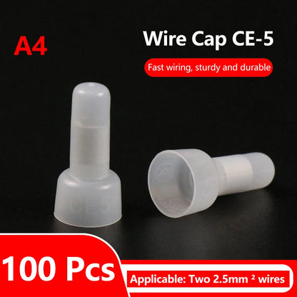 100/250Pcs Nylon Insulated Closed End Crimp Terminals – 22-16 / 16-14 / 12-10 Gauge Wire Crimp Cap Connector Kit