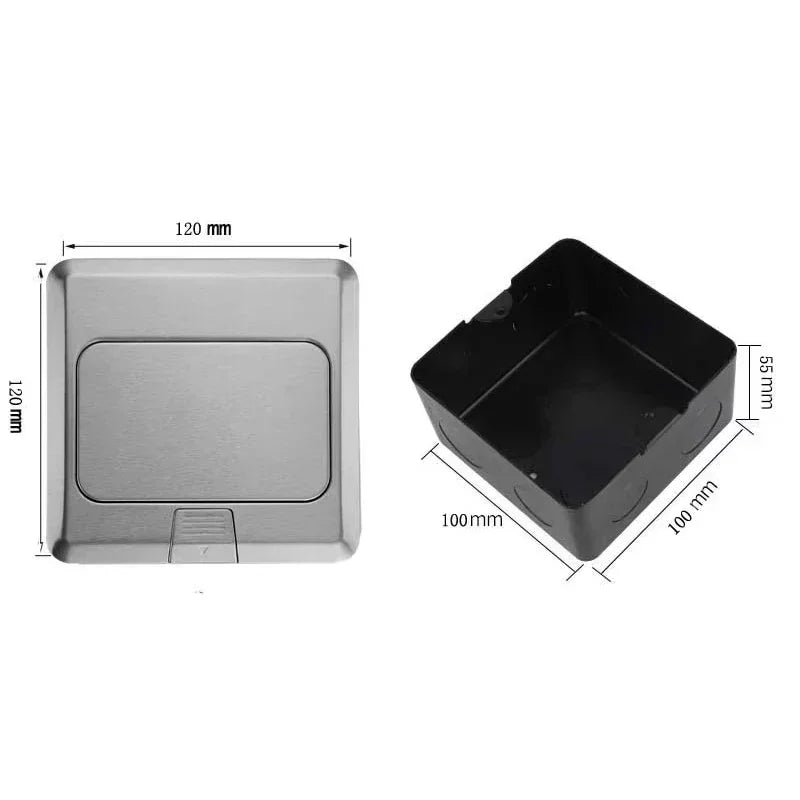 Floor Electrical Outlet Pop Up Kitchen Countertop Waterproof Sockets Pop Out Receptacle Stainless Steel Box Golden Cover 15A