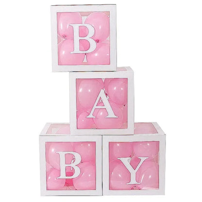 27/25cm Custom Transparent Letter Box A-Z Baby Shower Girl 1st Birthday Party Decoration Kids Wedding Birthday Balloon DIY Box