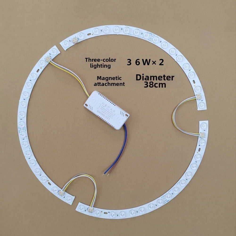Curved LED Strip 38cm Curved Fan Light LED Strip Three-Color Changing Magnetic Mount 36W For 38cm Diameter Fan Lights