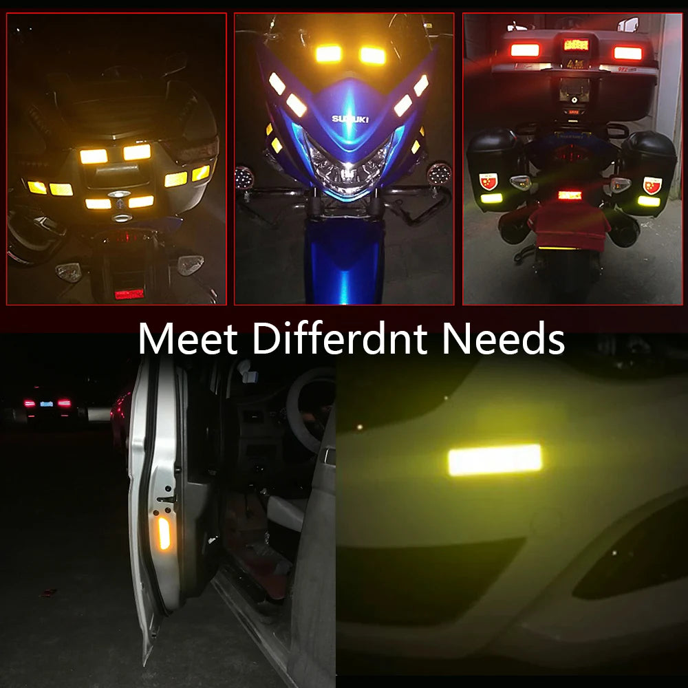 Car Bumper Reflective Safety Strip Stickers – Warning Reflector Tape for Auto Exterior & Interior (10pcs)