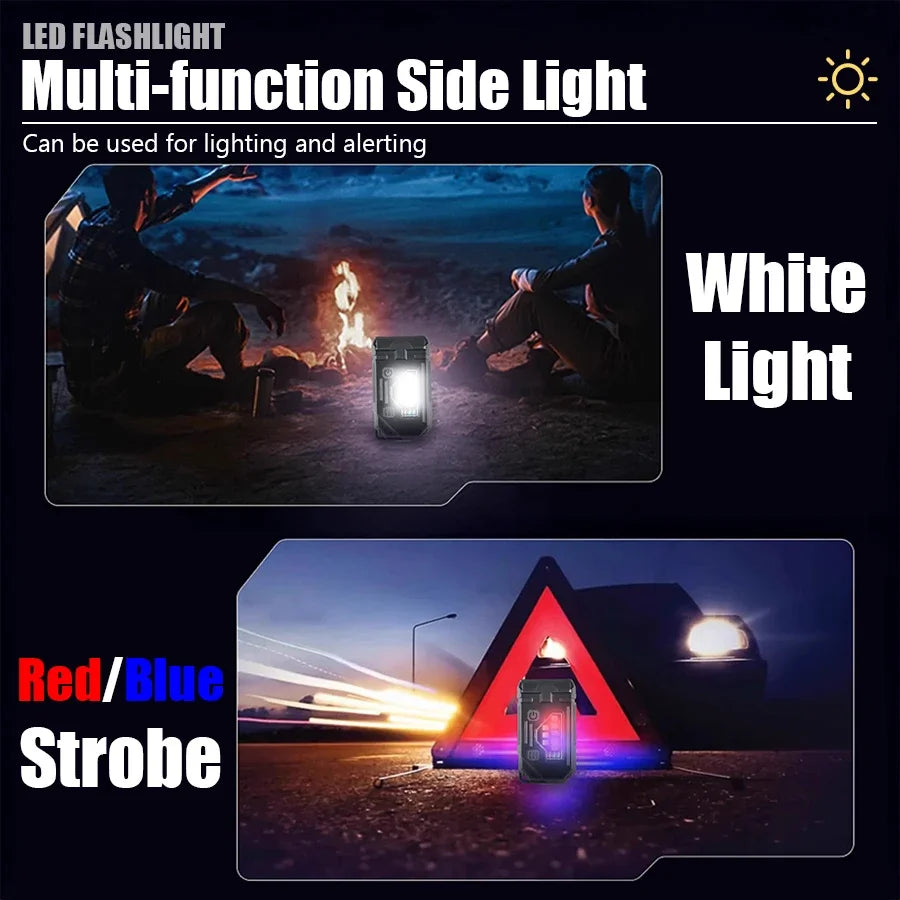 Portable Keychain Flashlight Led Rechargeable EDC Torch with Magnetic Cap Clip Lamp Flash Light Outdoor Camping Fishing Tool