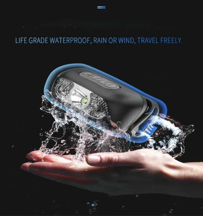 USB Rechargeable Mini Strong Light LED Sensor Headlamp Outdoor Waterproof Work Head Torch Camping Fishing Search Headlight