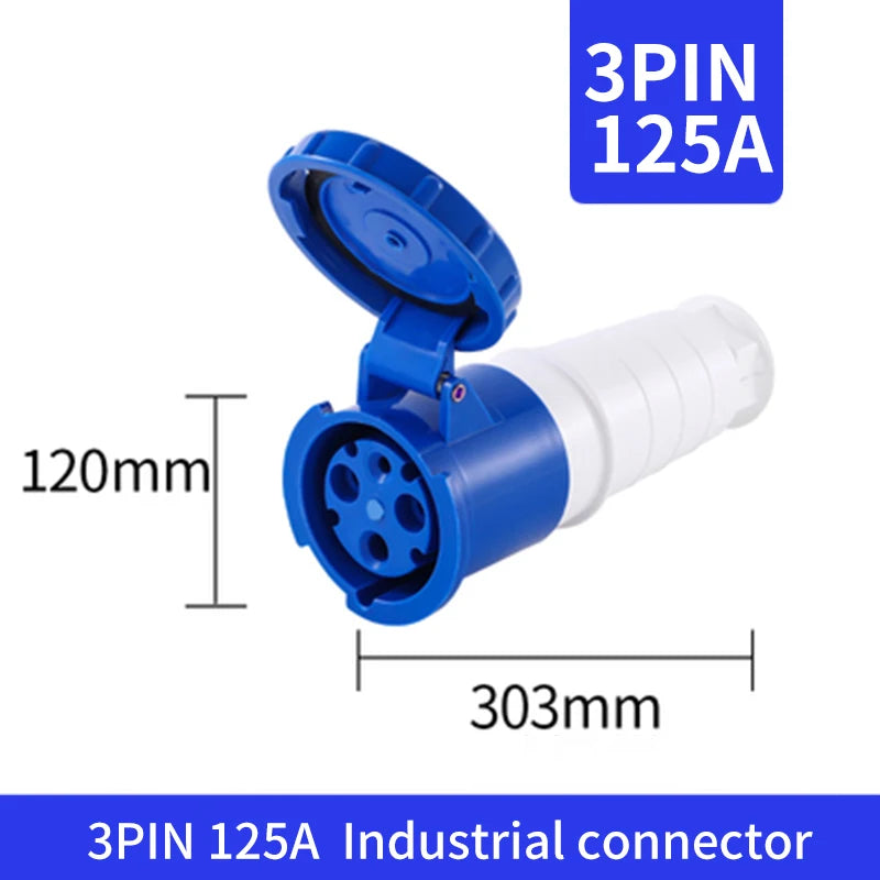 Industrial IP67 Plug 3/4/5 Pin 125A Waterproof Dustproof Socket Male and Female Wall Mounted Panel Concealed Conductor 380V 415V