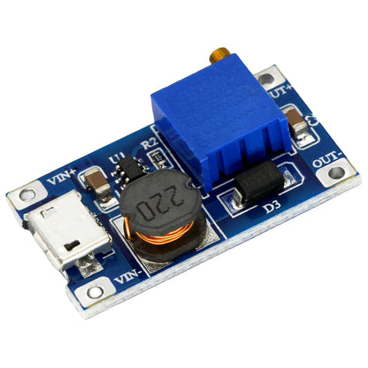 MT3608 DC-DC Adjustable Step-Up Boost Module 2A Type-C/Micro USB 2-24V to 5V/9V/12V/28V