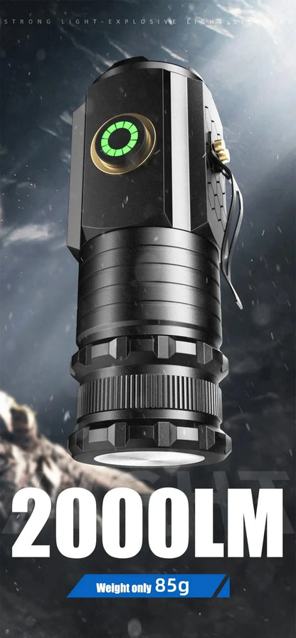 Long Range LED Flashlight Zoom Tactical Torch Type-C Display