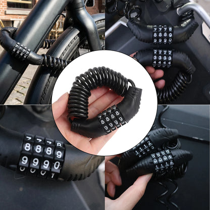 Motorcycle Helmet Lock Cable – 4 Digit Combination Anti-Theft Security Steel Wire Rope for Motorbike, Scooter & Luggage
