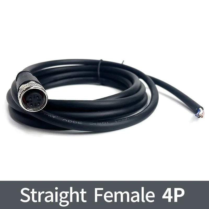 2m M12 Waterproof Sensor Cable Male & Female Connector 4/5/8/12 Pin Integrated Injection Molded