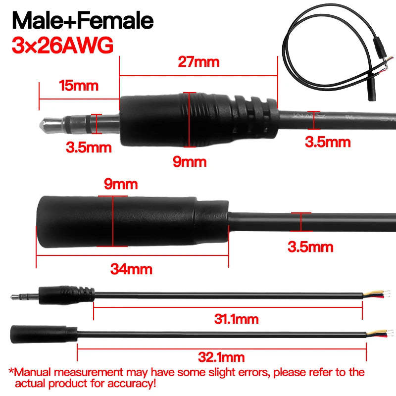 3.5mm Stereo Audio Cable 3×26AWG AUX Cord for Car Phone Speaker Headphones High-Quality Male-to-Male Audio Wire
