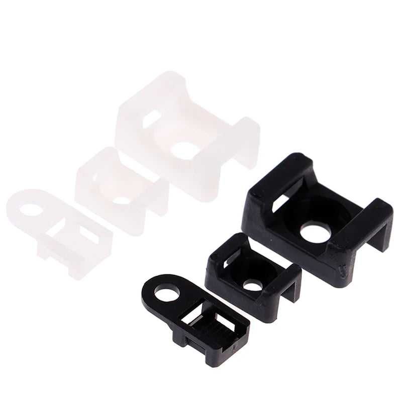 100Pcs/set Plastic Wire Cable Zip Tie Screw Fixing Mount Base Holder