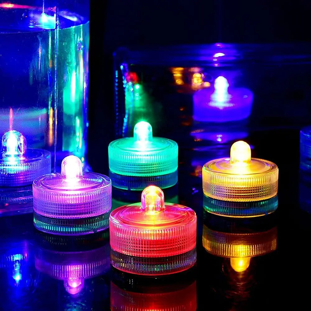 LED Flameless Waterproof Tea Lights Submersible Pool Candle Lights Decor