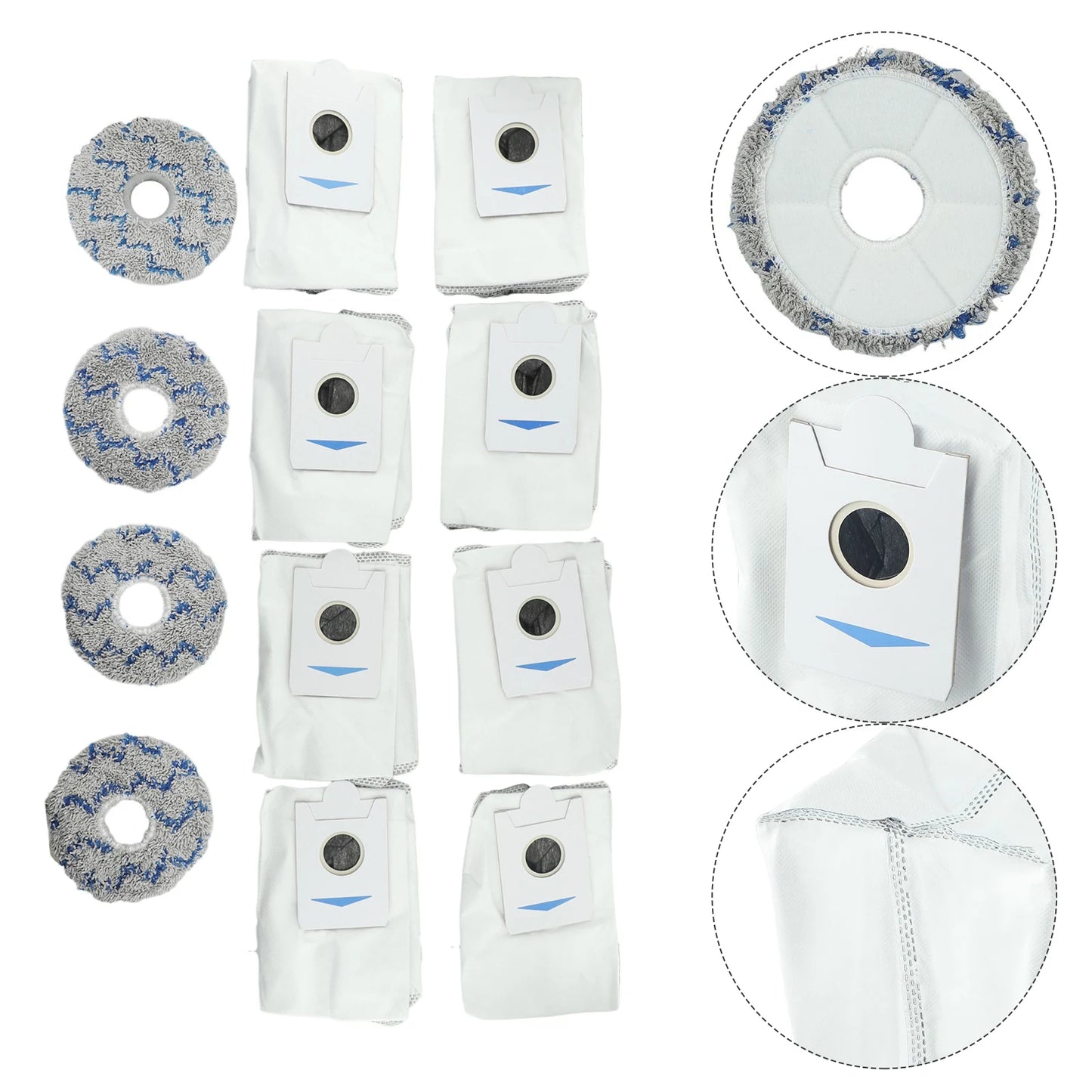 Set of 8 Dust Bags and 4 Wiping Cloths for Deebot For T20 For Omni X1 For Omni 8 Robot Vacuum Cleaner Protective Accessories