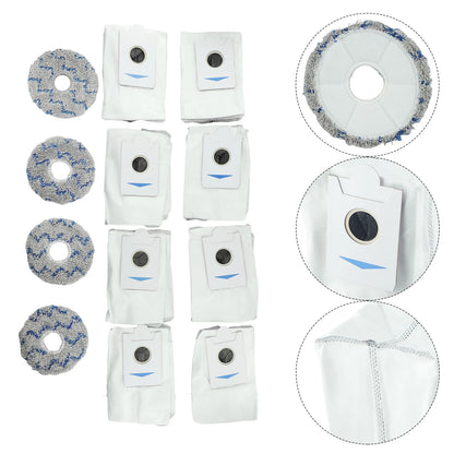 Set of 8 Dust Bags and 4 Wiping Cloths for Deebot For T20 For Omni X1 For Omni 8 Robot Vacuum Cleaner Protective Accessories