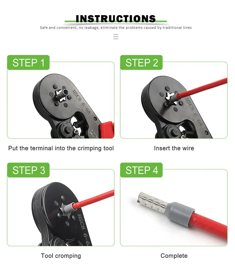 Crimping Sleeve Terminal Wire Connector Electrical Kit with Mini Crimping Plier Boxed VE Insulated Terminals
