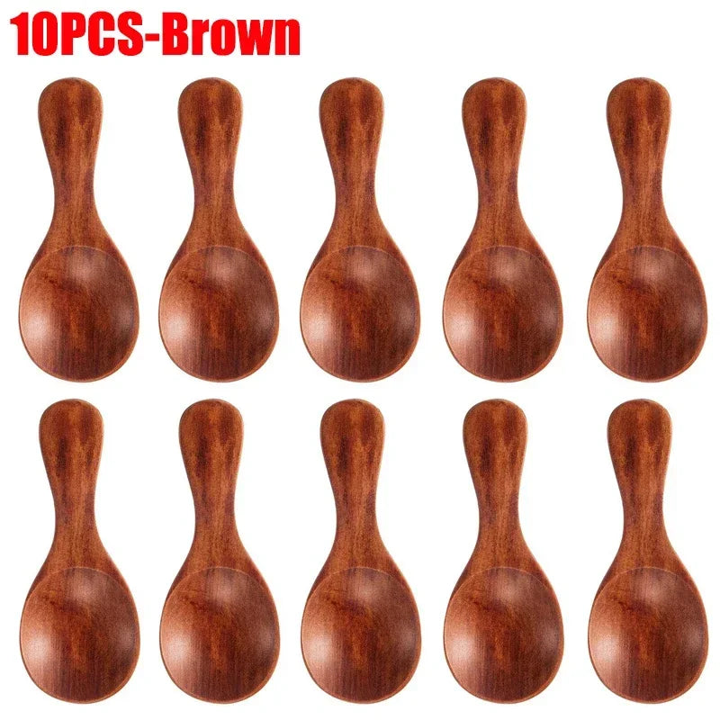 Small Wooden Spoon Tea Honey Coffee Condiment Mini Spoon 10/1PCS