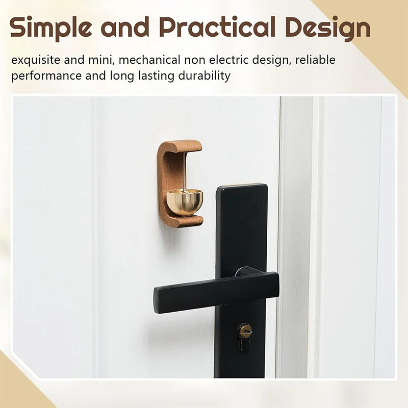 Wireless Magnetic Jingle Bell Door Chime Wooden Brass Hanging Pendant for Entrance Home Decoration