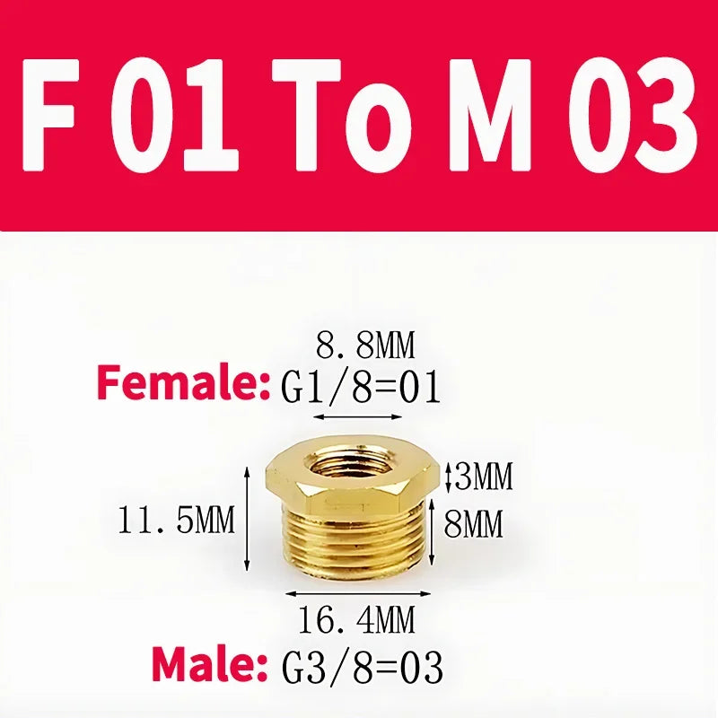 Brass BSP Reducing Hexagon Bushing Adapter Fitting Male to Female Connector for Fuel Water Gas Oil 1/8" 1/4" 3/8" 1/2" 3/4" 1"