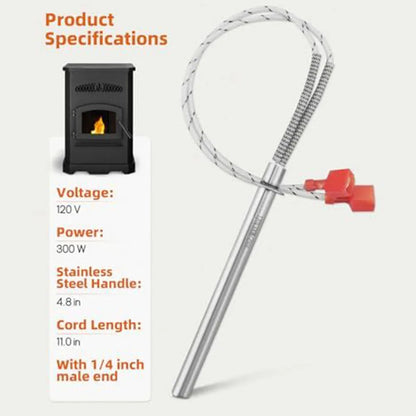 SRV7000-660 Pellet Stove Igniter Heating Tube with Bracket | 120V 300W | PelPro PP130 PP150 Pleasant Hearth PH35PS