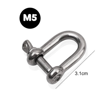 Stainless Steel D Link Shackle Ring Hooks Lifting Shackle Lock Wire Rope Clips D-Type Rigging Shackle Hooks Boat Hardware Tools