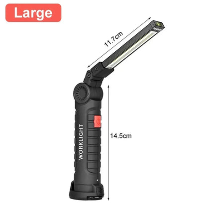 Portable COB LED Flashlight USB Rechargeable Work Light Torch
