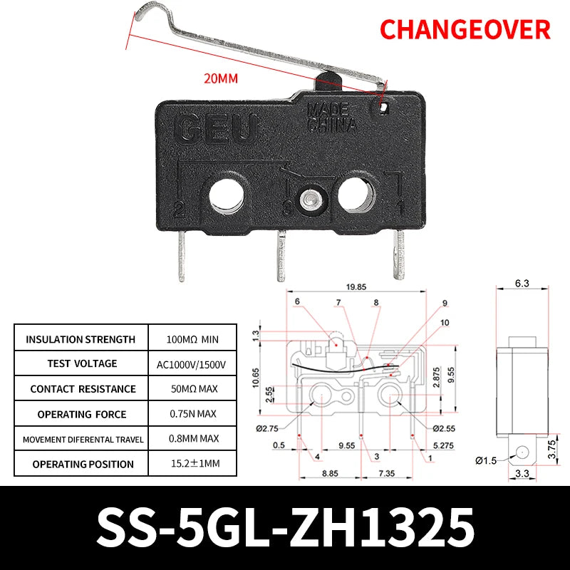 10/50/100Pcs Micro Limit Switch SPDT Snap Action, 5A 250V Mini Switch for Home Appliance, Control Circuit, DIY Projects