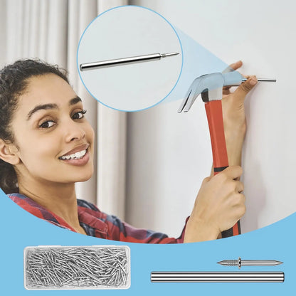 Double Head Seamless Nails — Skirting Board Thread Nail No-Trace Metal Rust-Proof Fixator for Wood 200pcs