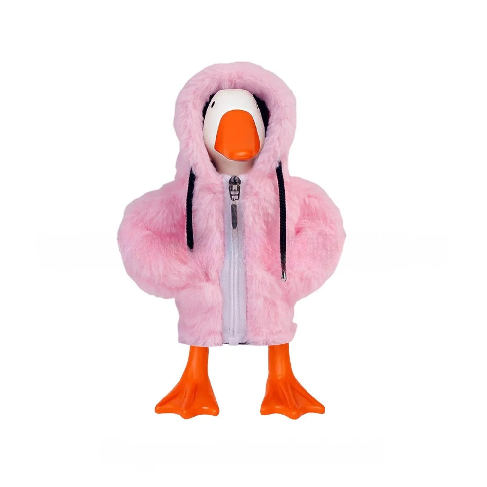 Zippered white outfit for 7 inch desktop goose soft fabric clothing for decorative home and office desktop use