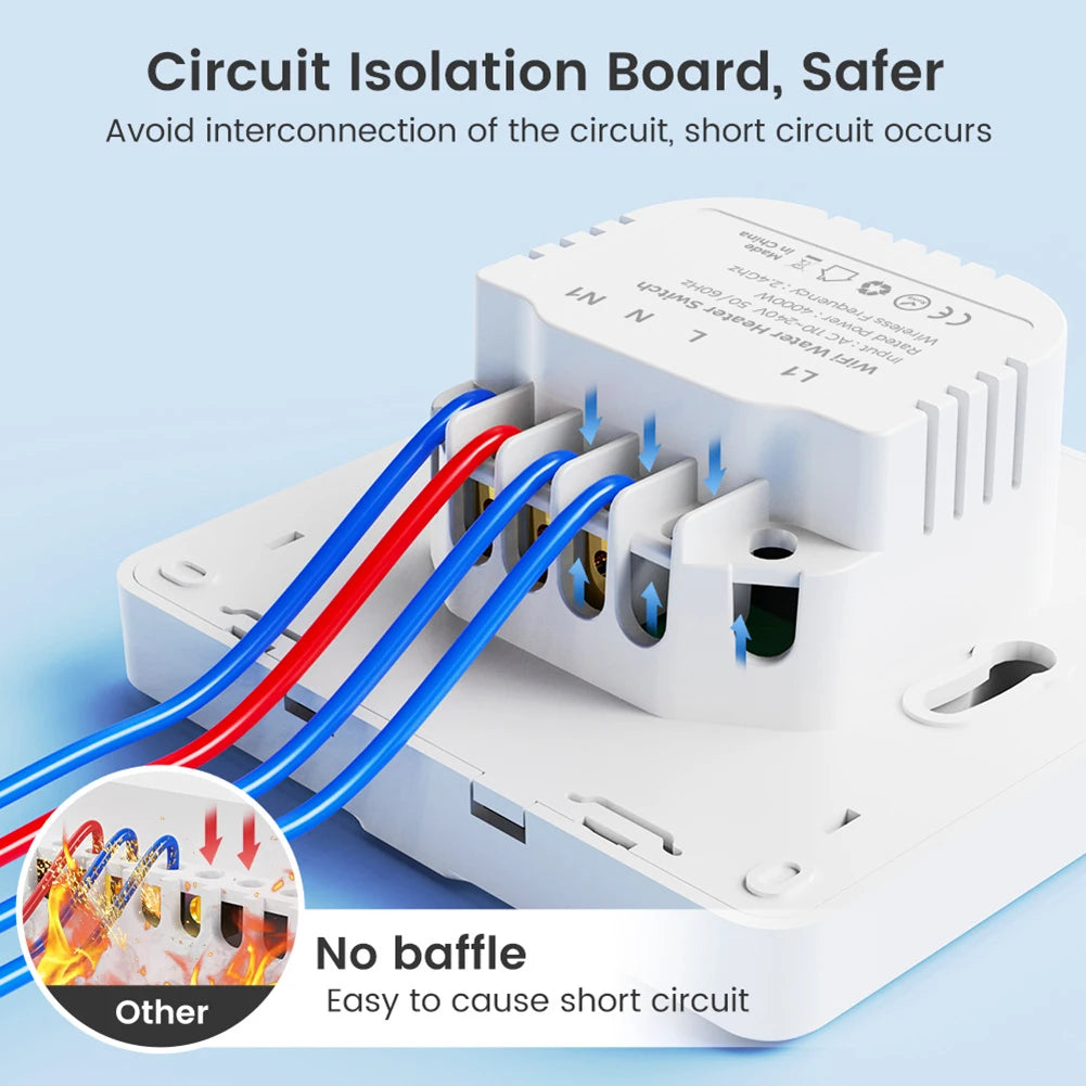 App Controlled Wall Switch Circuit Breaker Energy Monitoring Switch 4000W Power Switch Circuit Isolation Board Easy Installation